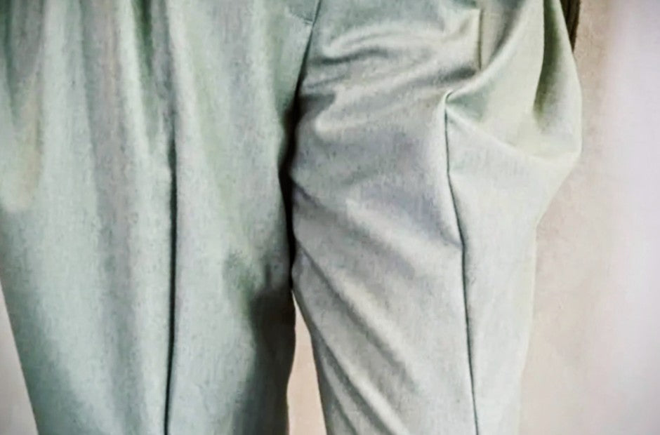 Pantalone street - dettaglio flanella verde salvia