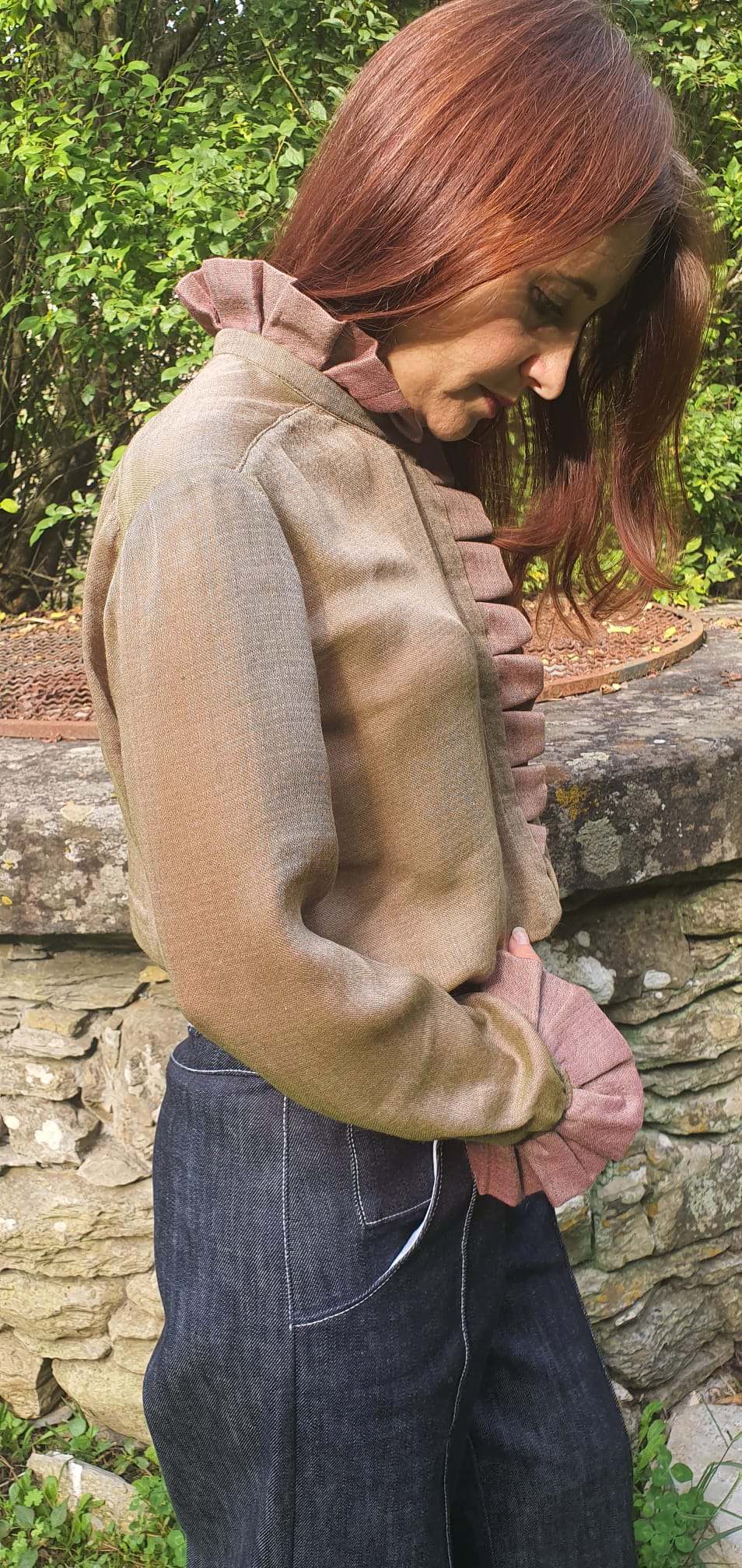 Camicia di seta e lana modello Pierrot