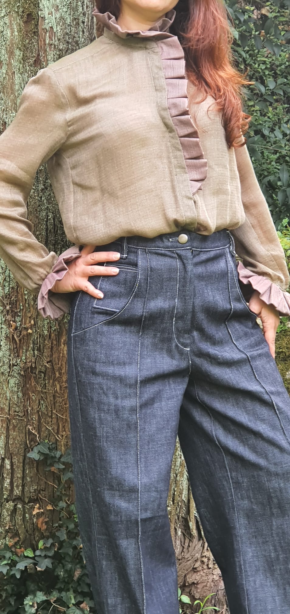 Camicia di seta e lana modello Pierrot