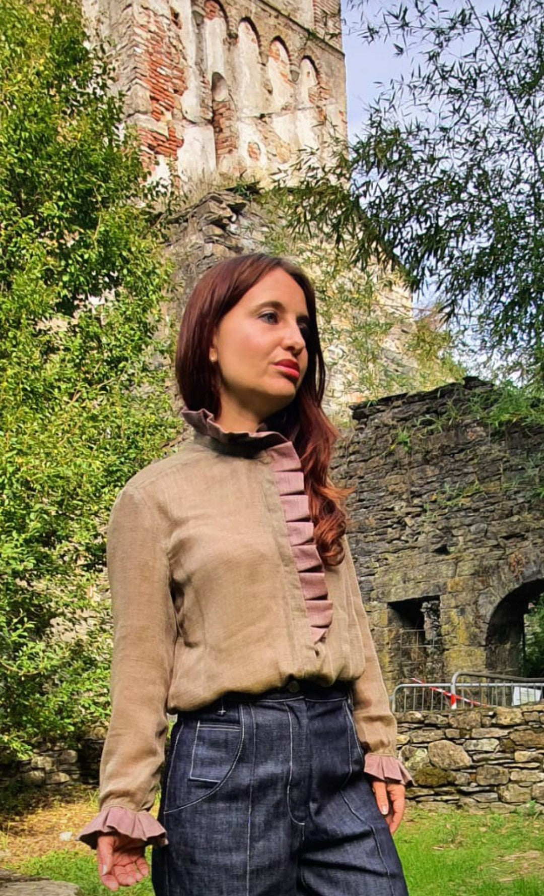 Camicia di seta e lana modello Pierrot