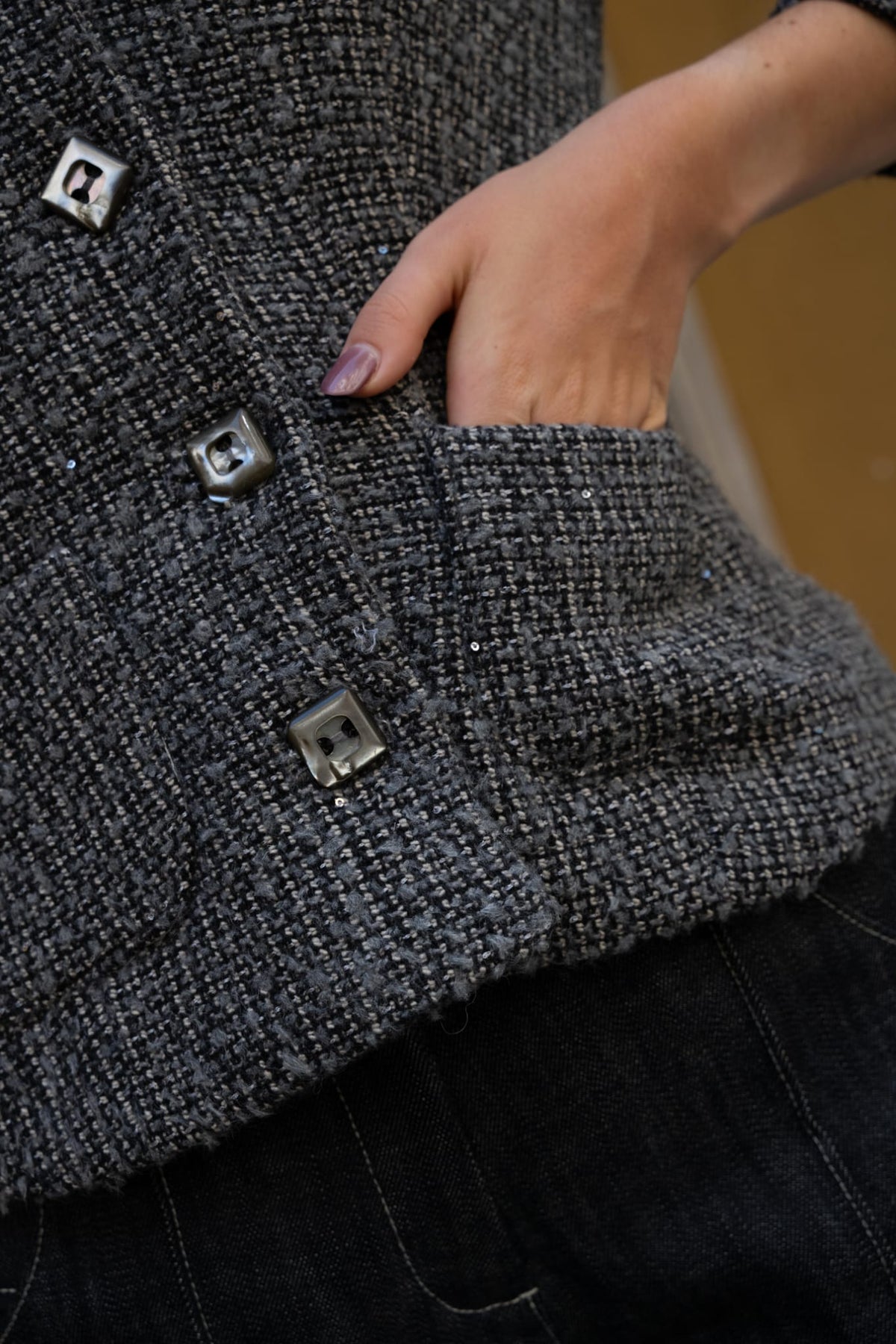 Giacca Bon Ton  in Tweed di pura lana con Maniche a Sbuffo