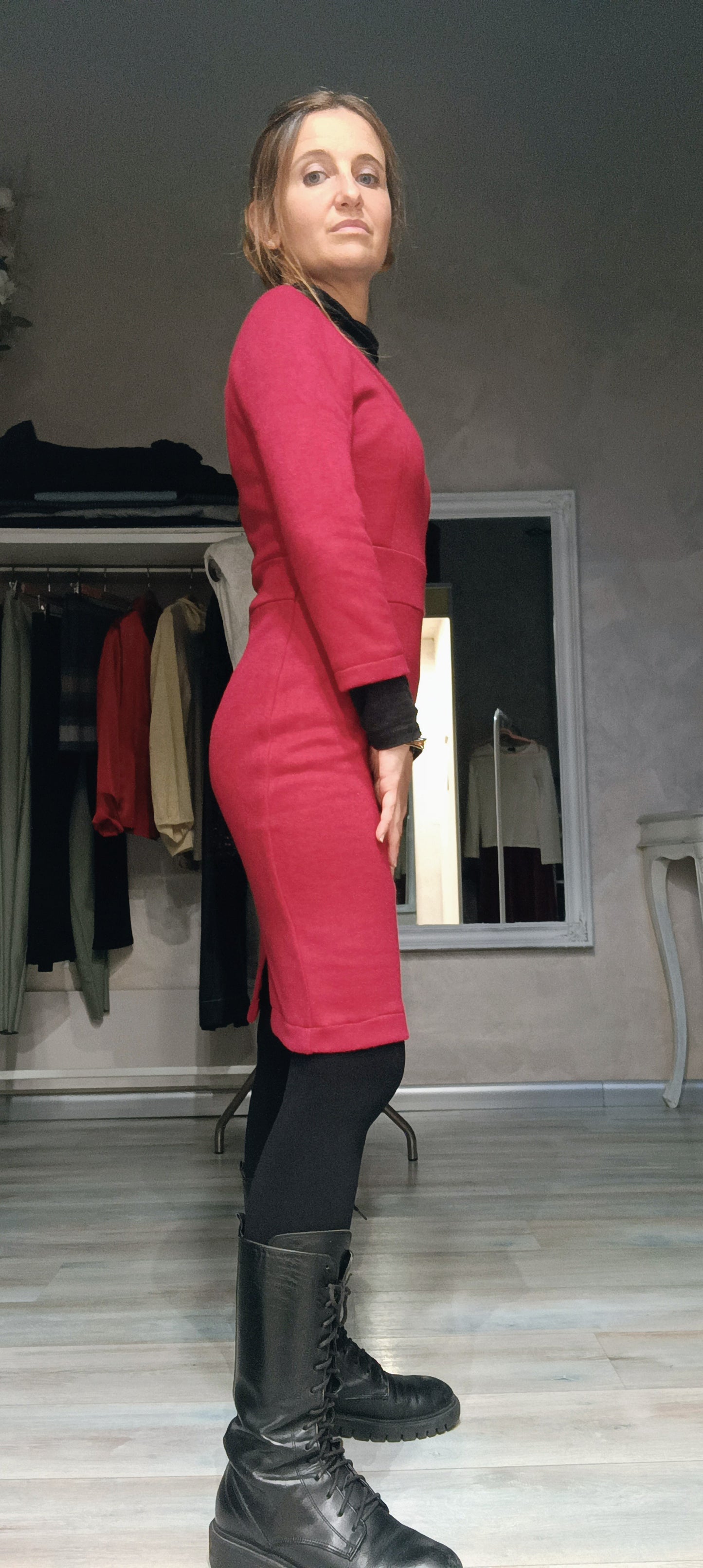 Abito a tubino in calda maglia modello Eva