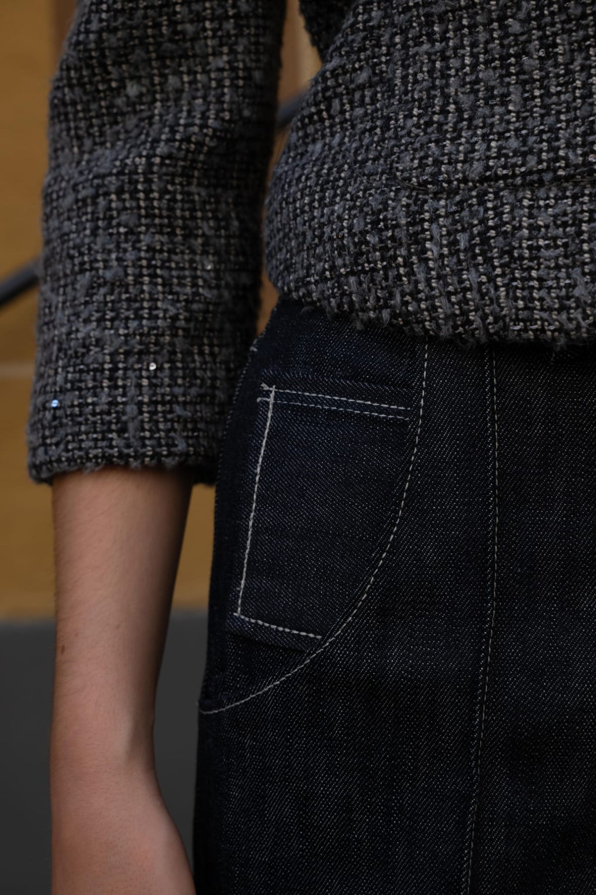 Giacca Bon Ton  in Tweed di pura lana con Maniche a Sbuffo