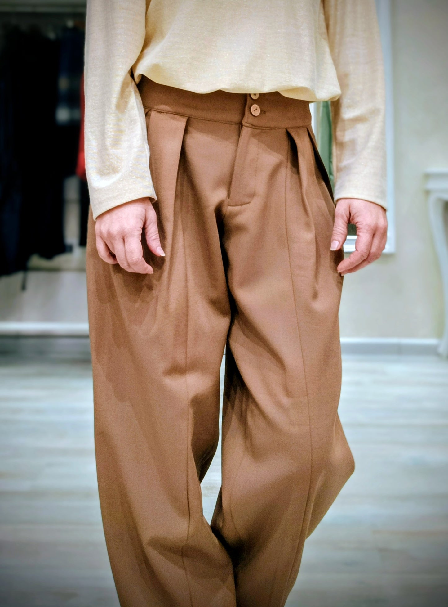 Pantalone Street in flanella di lana Erresse Sartoria - vista frontale