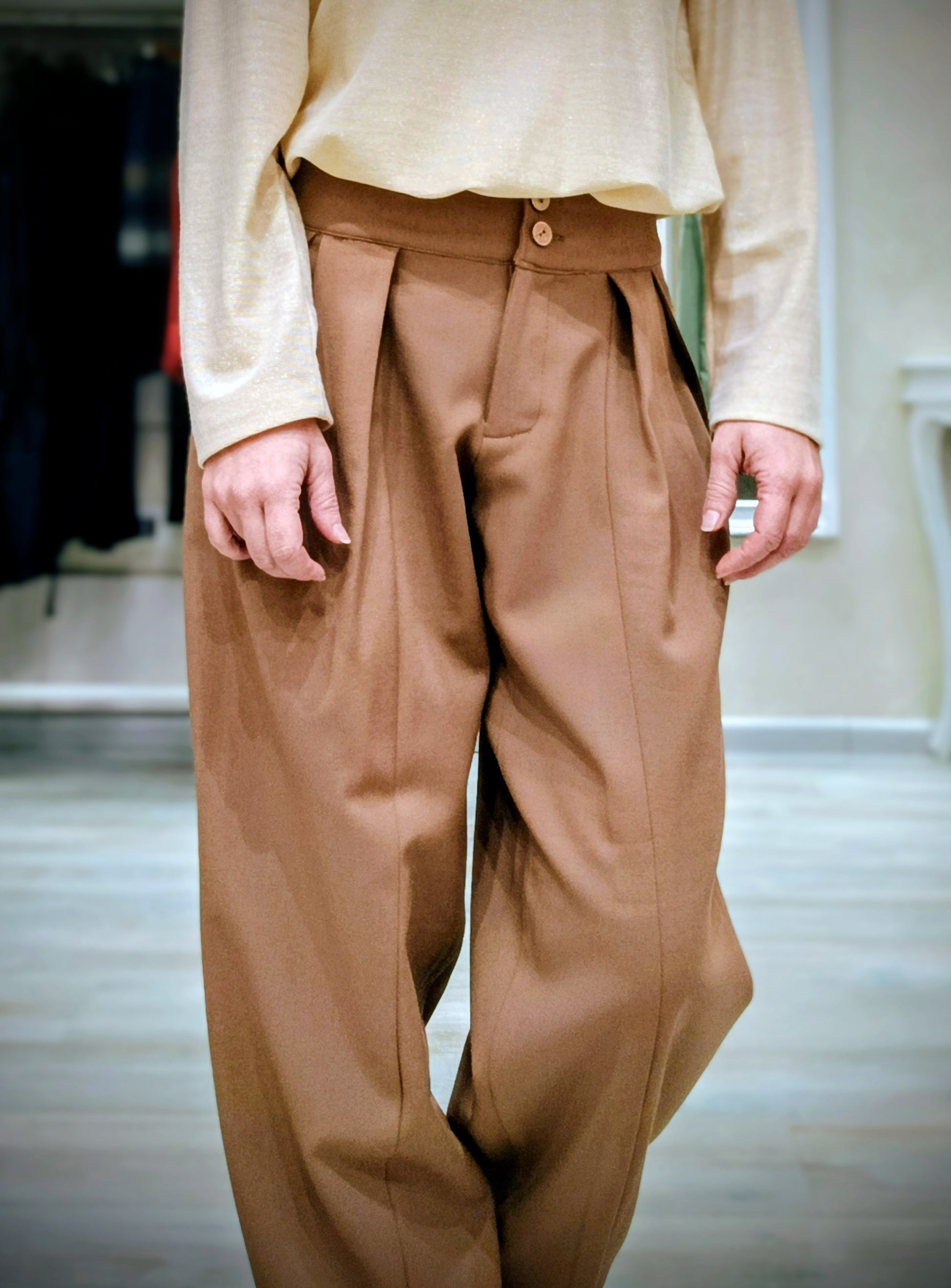 Pantalone Street in flanella di lana Erresse Sartoria - vista frontale