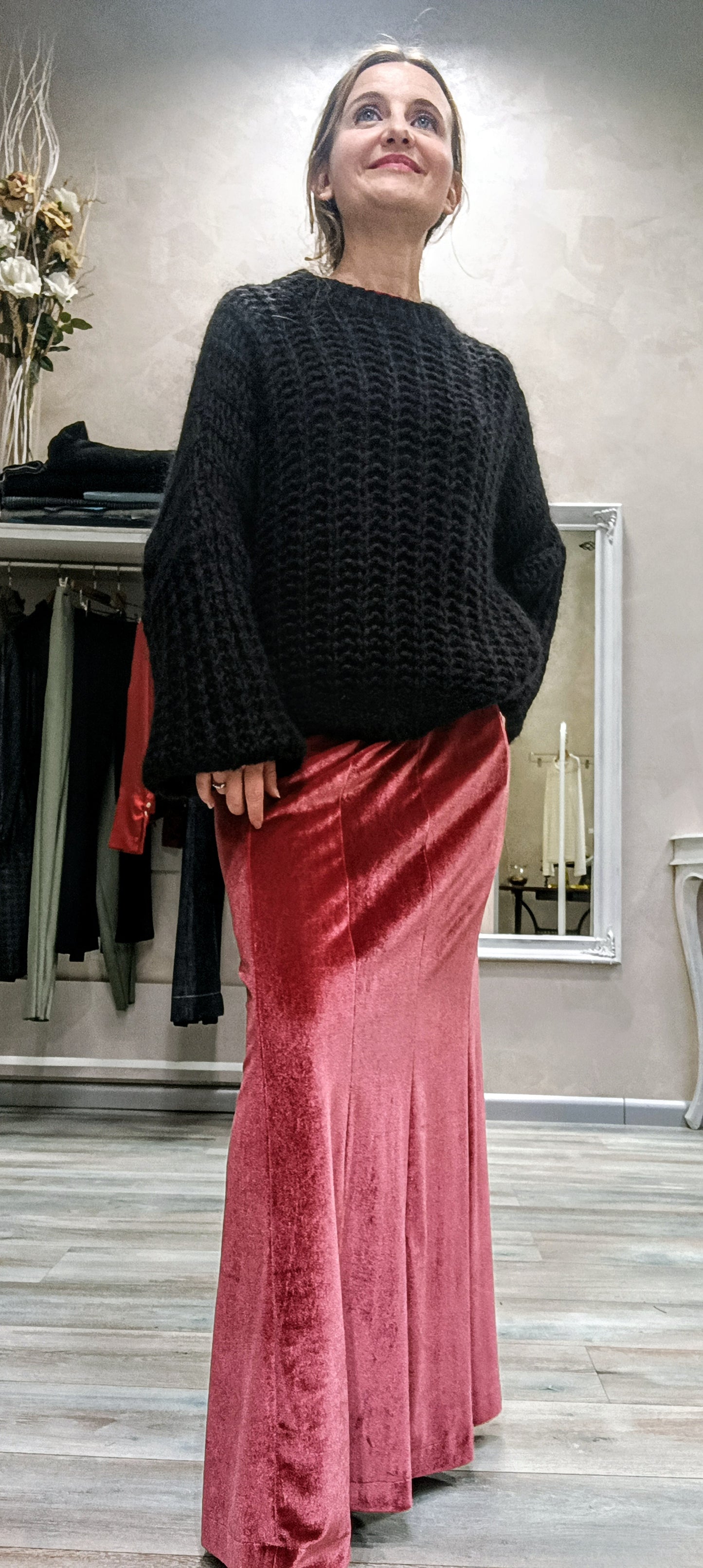 Maglione con spalle abbassate in lana mohair