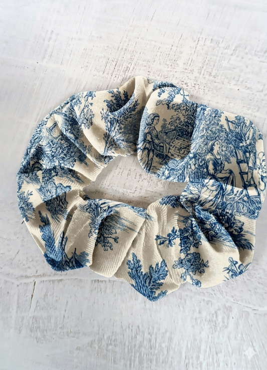 scrunchies in cotone francese fantasia Toile de Jouy - Erresse  Sartoria