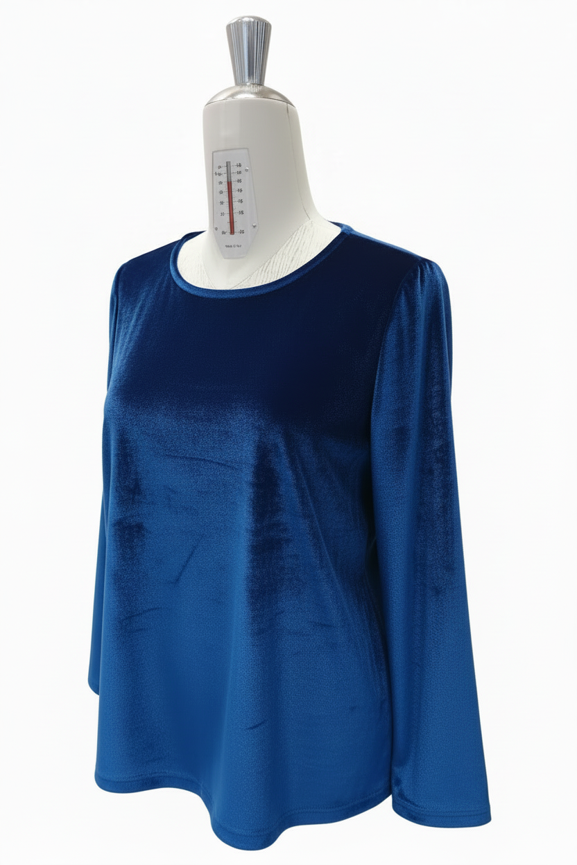 Maglia basica Paola in velluto con scollatura a barchetta