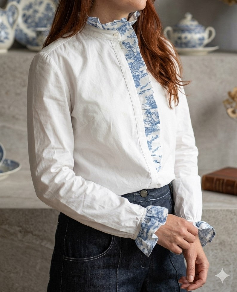 Camicia Pierrot artigianale Made in Italy - vista frontale - Erresse Sartoria
