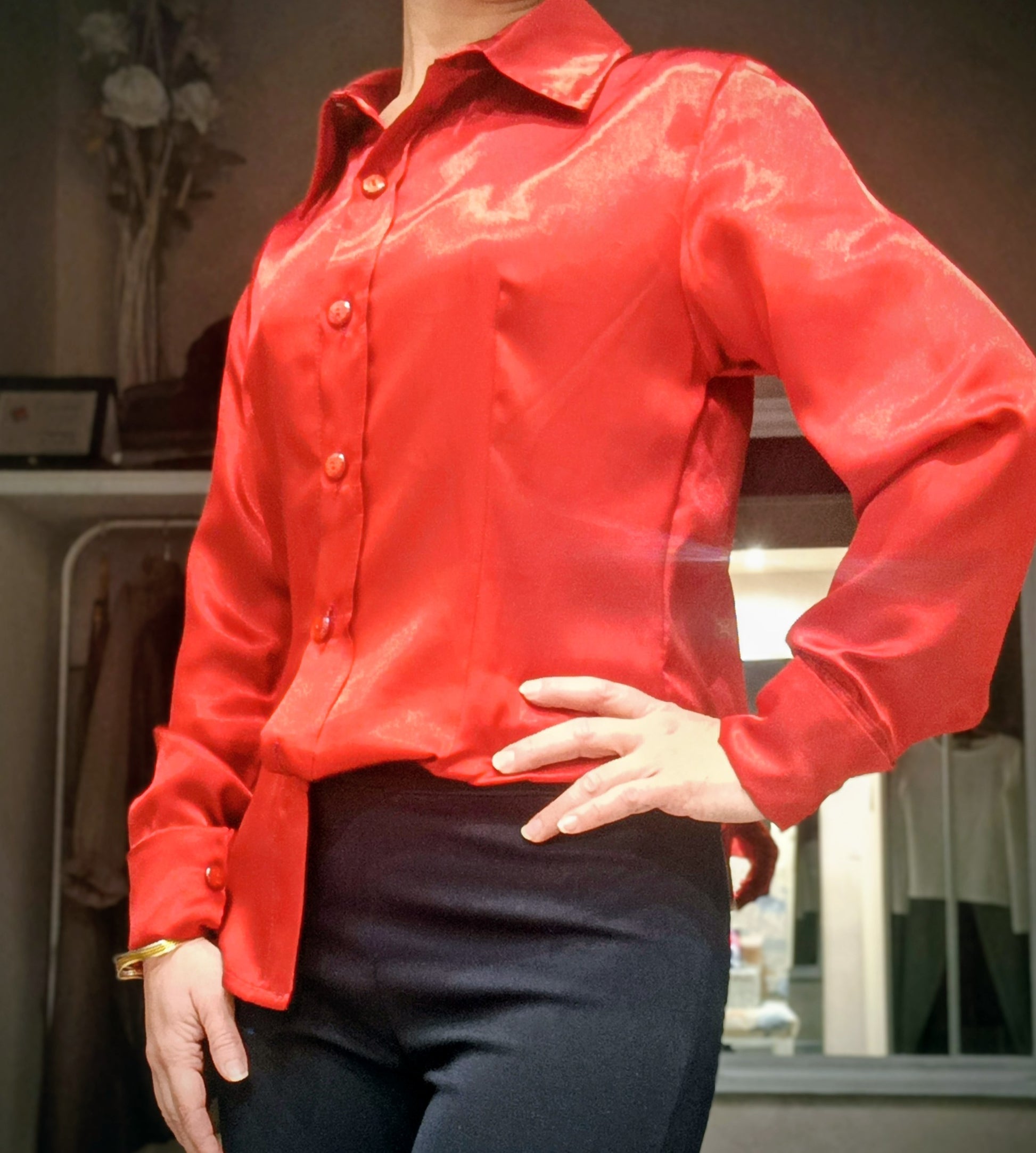 Camicia Gemelli donna in raso stretch di seta, vista frontale