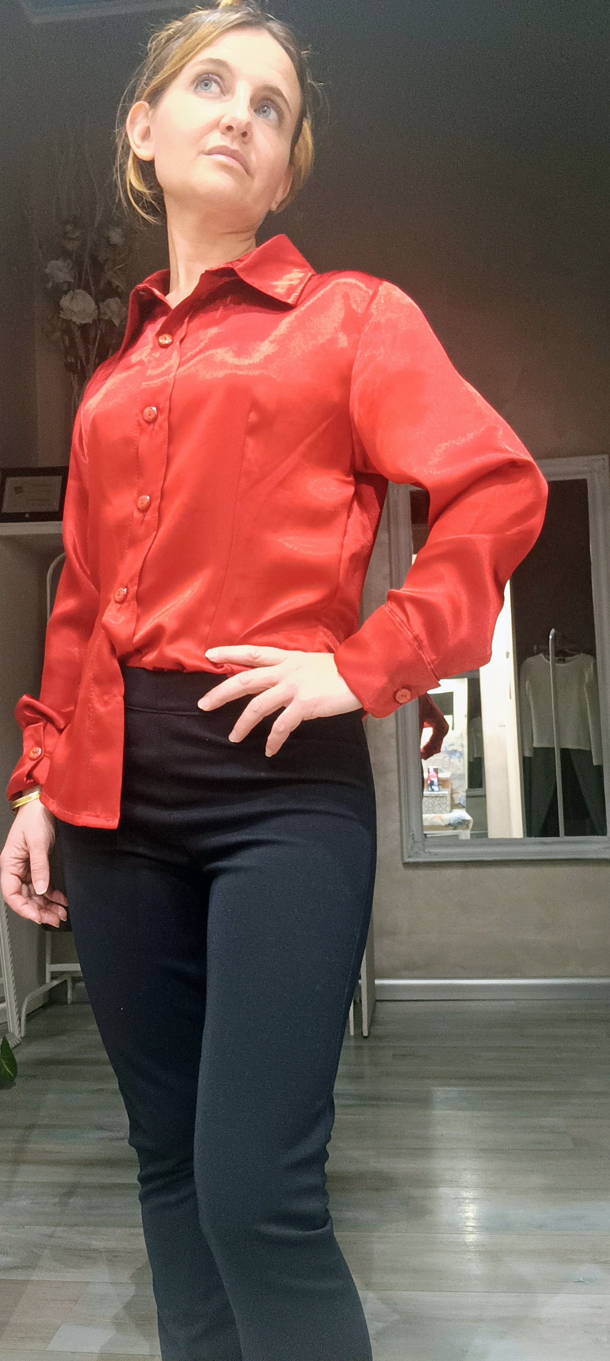 Camicia modello Gemelli in raso di seta fatto a mano in Italia