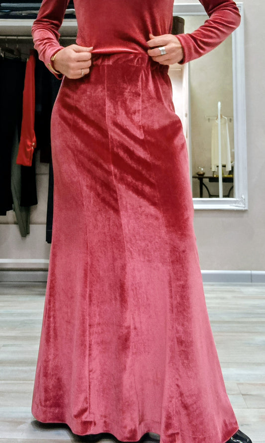 Gonna 8 teli svasata al fondo in velluto