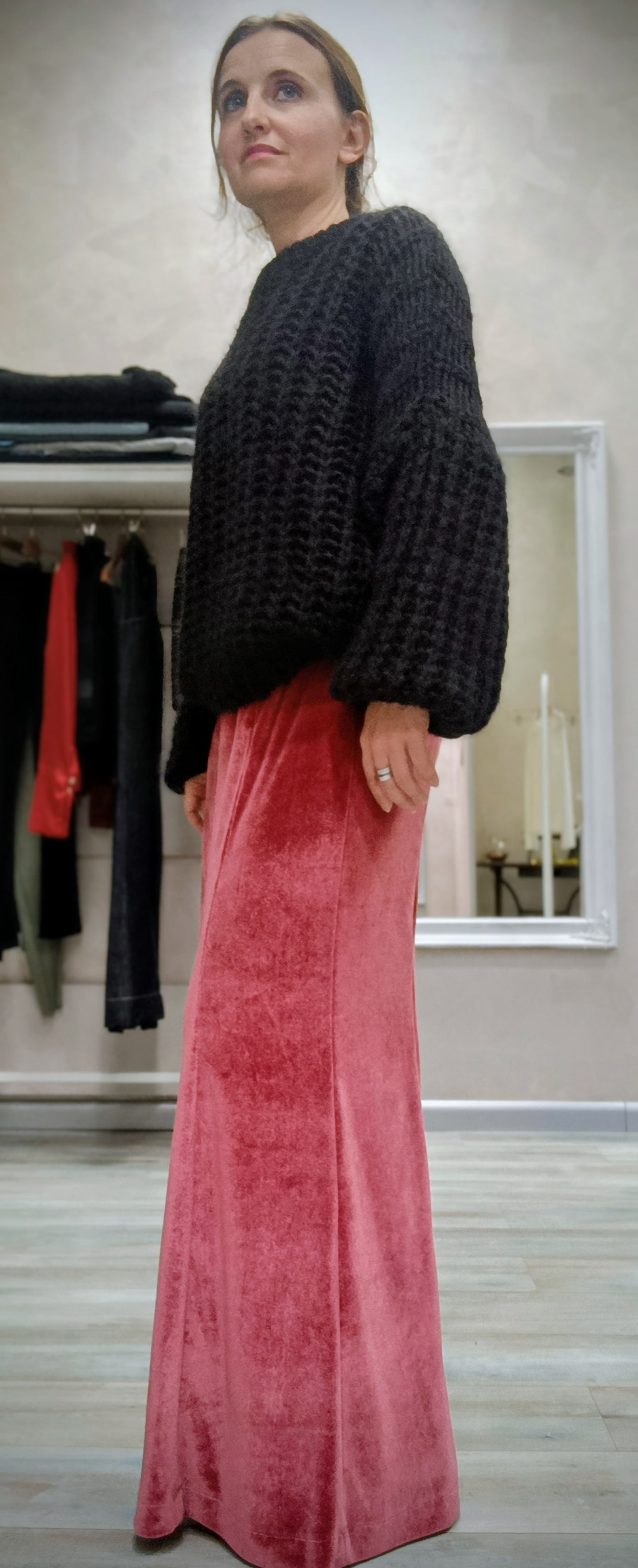 Maglione con spalle abbassate in lana mohair